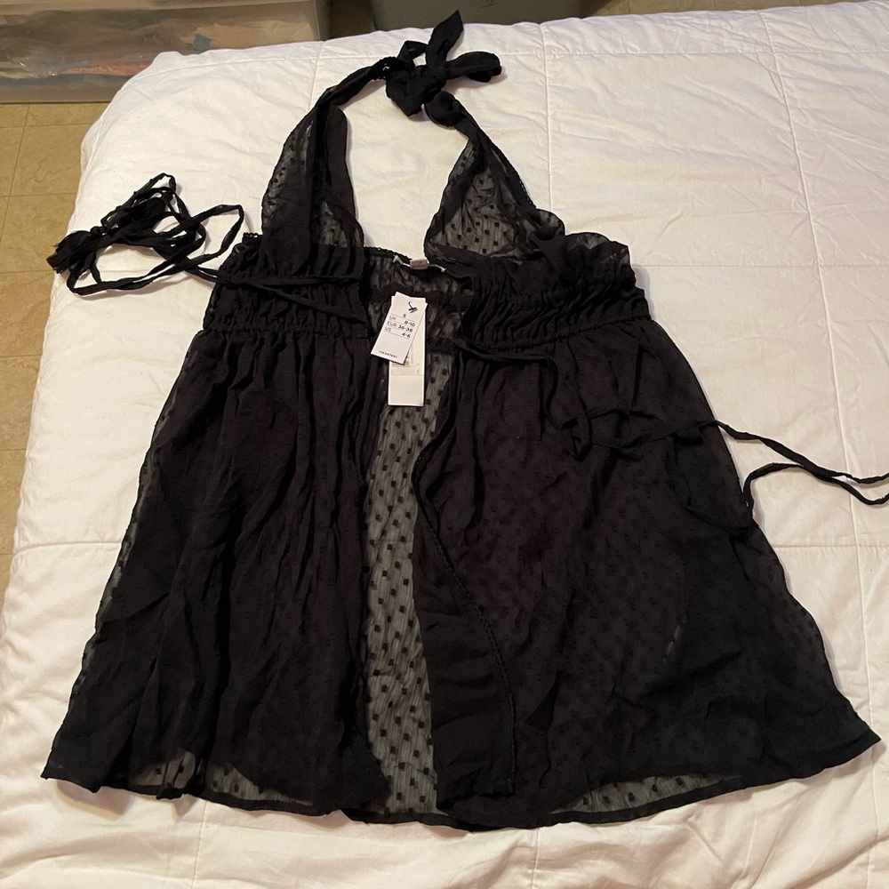 Topshop Black Textured Blouse - Picture 2 of 6